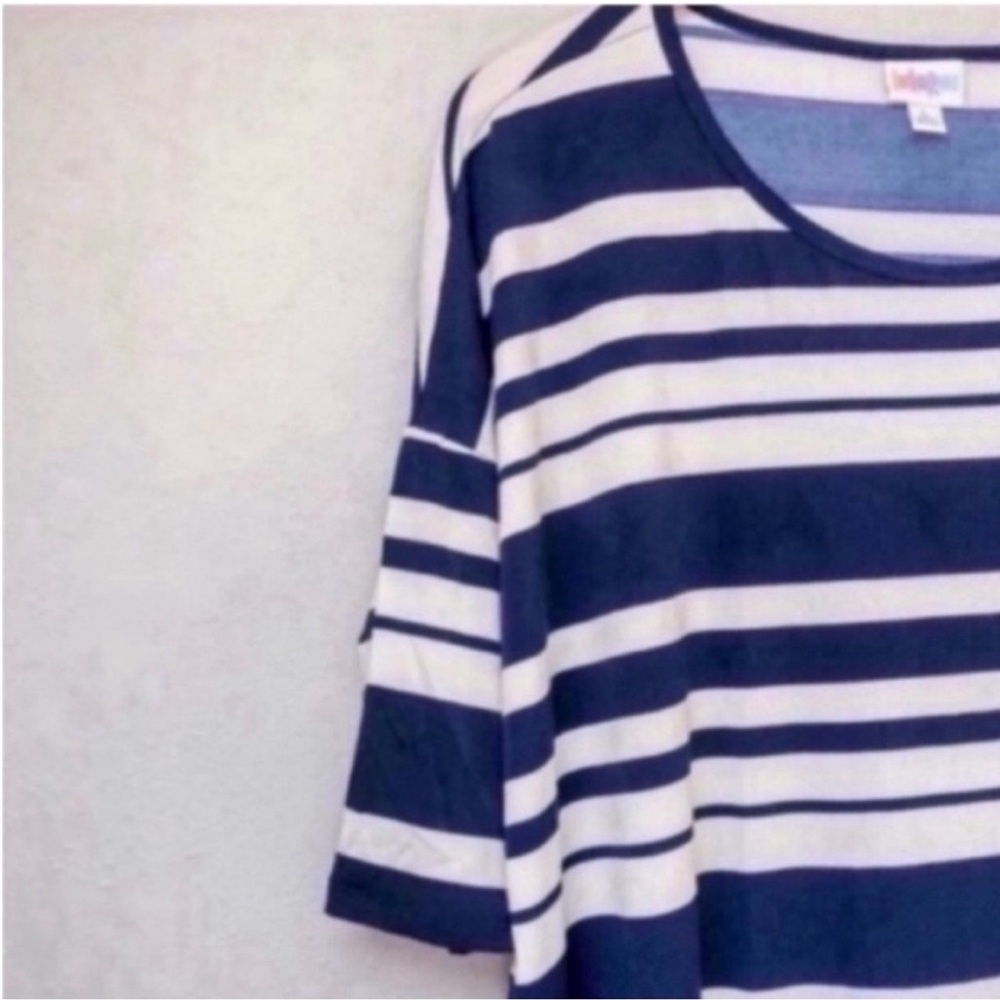LuLaRoe Irma Tunic Blue White Striped